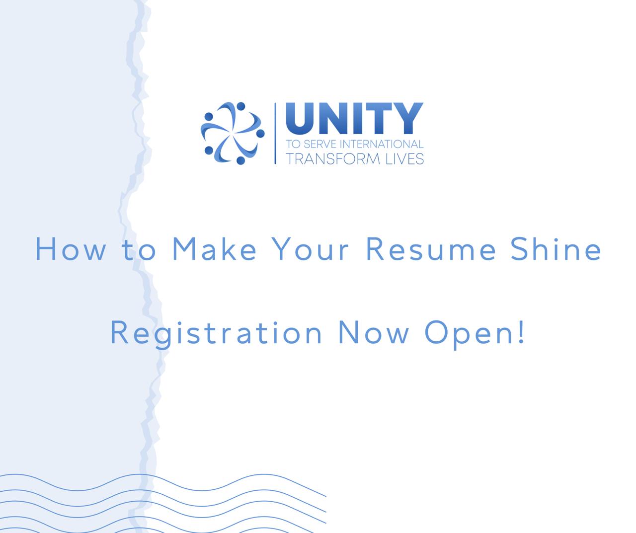 How to make your resume shine - Unity to Serve International